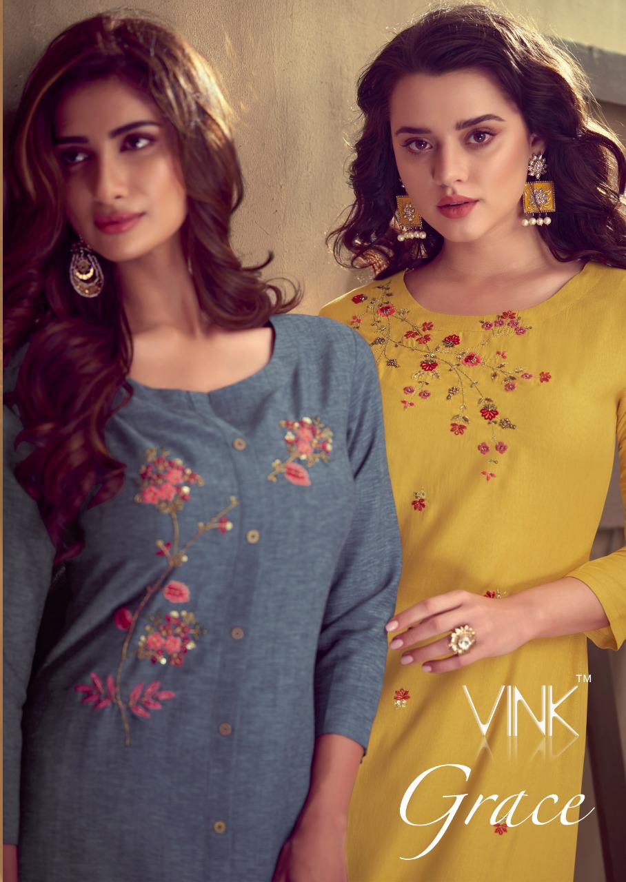 Vink Kurti Grace Latest Handwork Kurtis With Bottoms Branded Collection