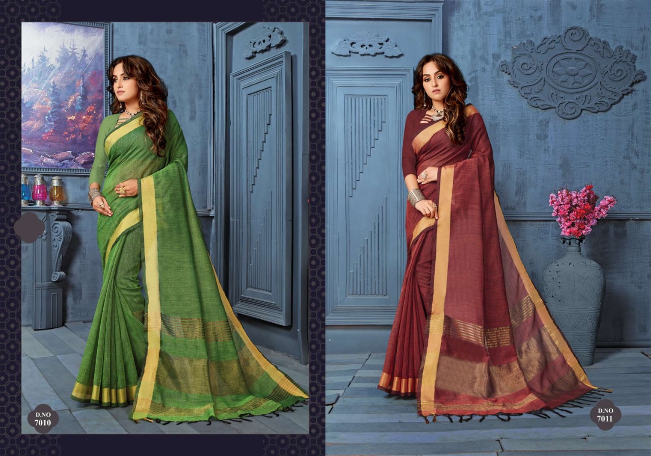 Aishwarya Launching Harika Vol 2 Linen Hand Woven Saree At Chipest Price In Surat Market