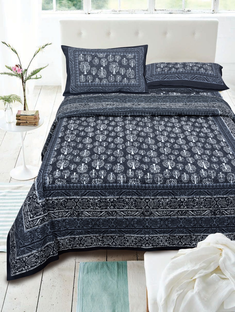 Daabu Prints Cotton Bed Sheets Dark Color Matching Bedsheets Buy Online