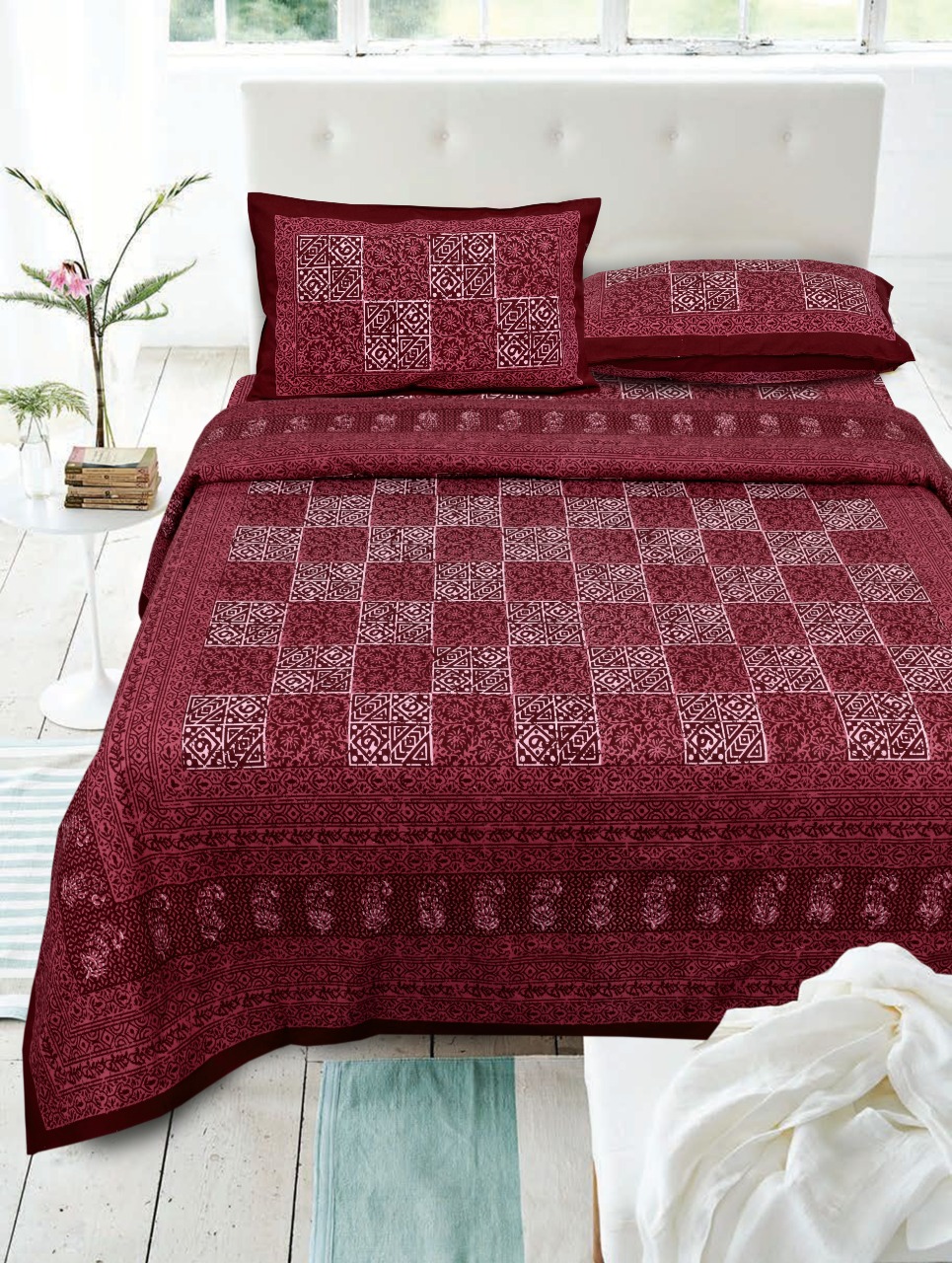 Daabu Prints Cotton Bed Sheets Dark Color Matching Bedsheets Buy Online