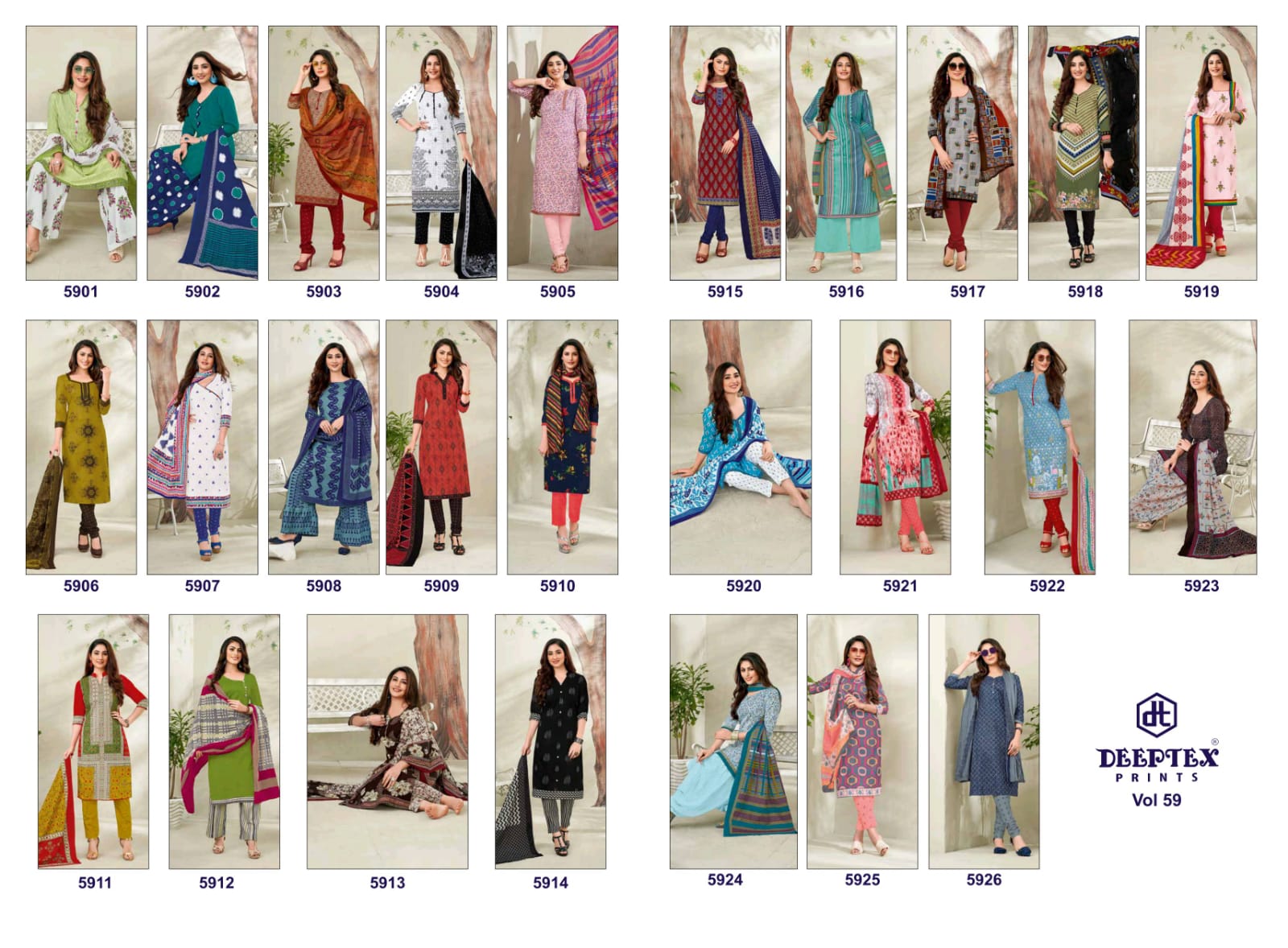 Deeptex Launches Miss India Vol 59 Unstitched Cotton Suit Catalogs