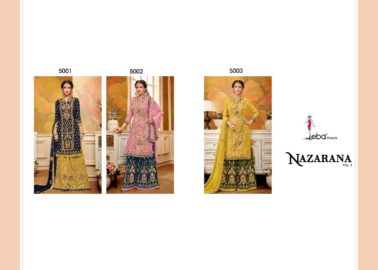 Eba Lifestyle Nazarana Vol 1 Georgette With Full Embroidery Work Plazzo Style Salwar Suit