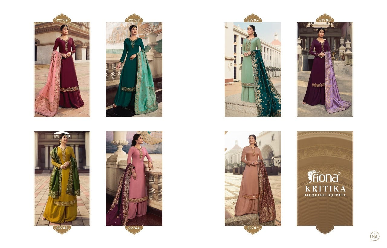 Fiona Kritika Jacquard Dupatta Satin Georgette Designer Party Wear Suit Looking Adorable