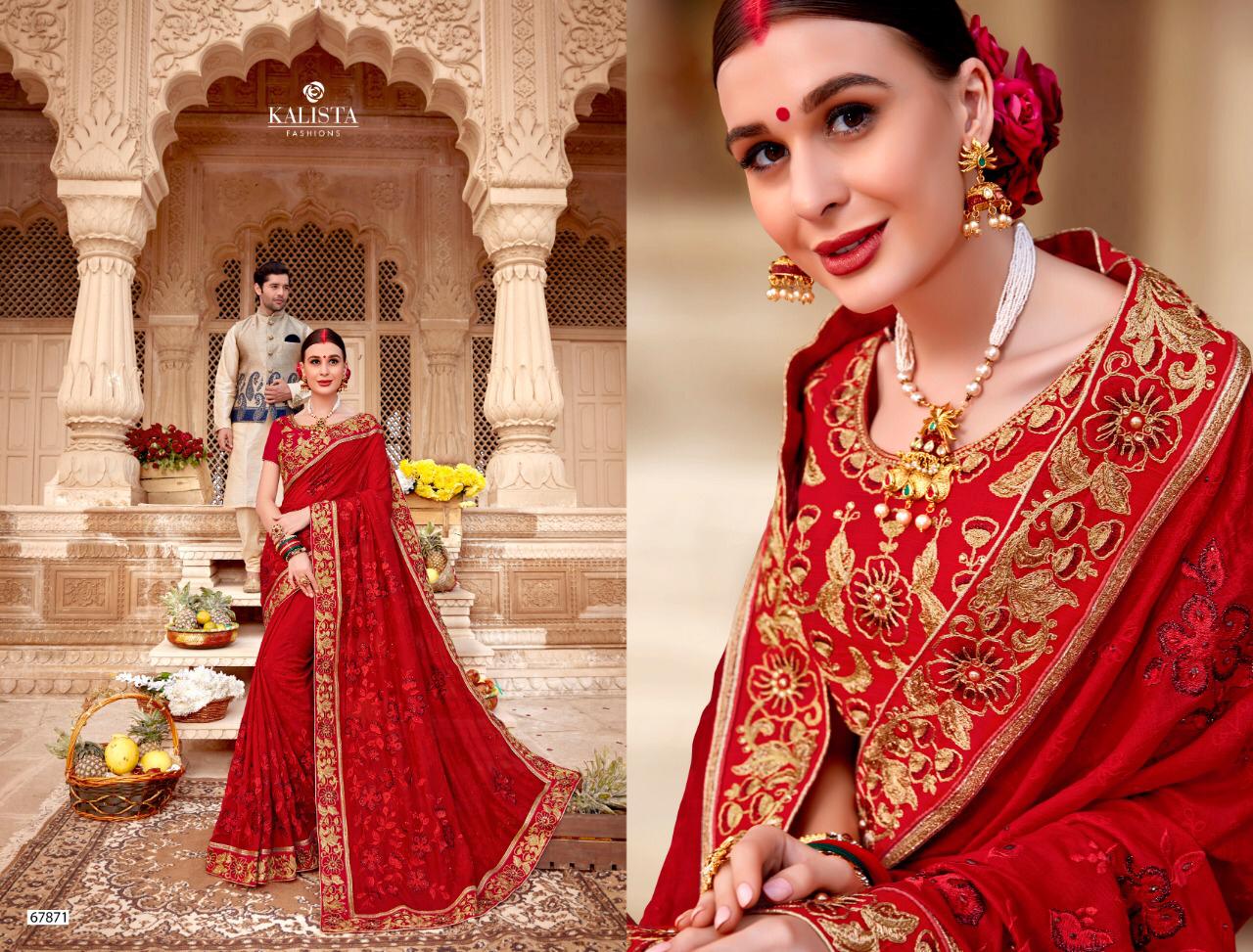Kalista Fashion Mallika 67871-67878 Series Fancy Embroidery Saris Wholesaler