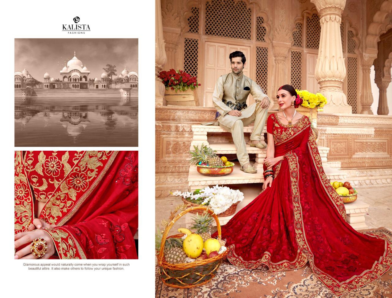 Kalista Fashion Mallika 67871-67878 Series Fancy Embroidery Saris Wholesaler