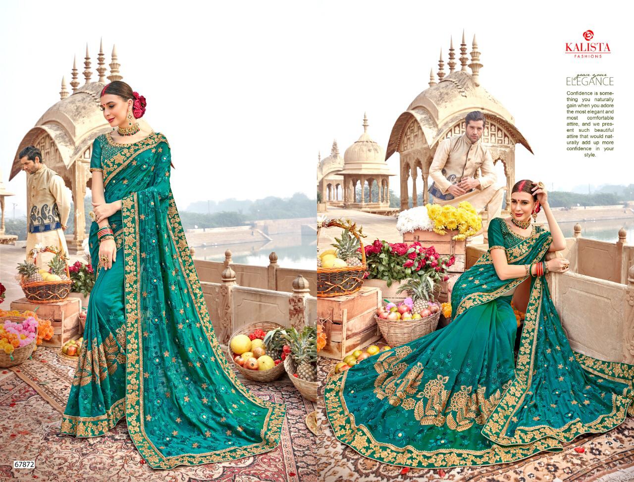 Kalista Fashion Mallika 67871-67878 Series Fancy Embroidery Saris Wholesaler