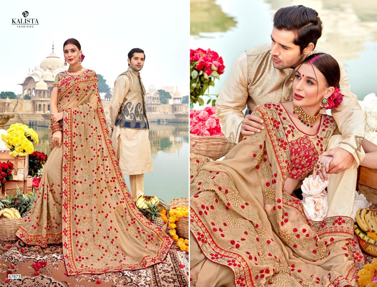 Kalista Fashion Mallika 67871-67878 Series Fancy Embroidery Saris Wholesaler