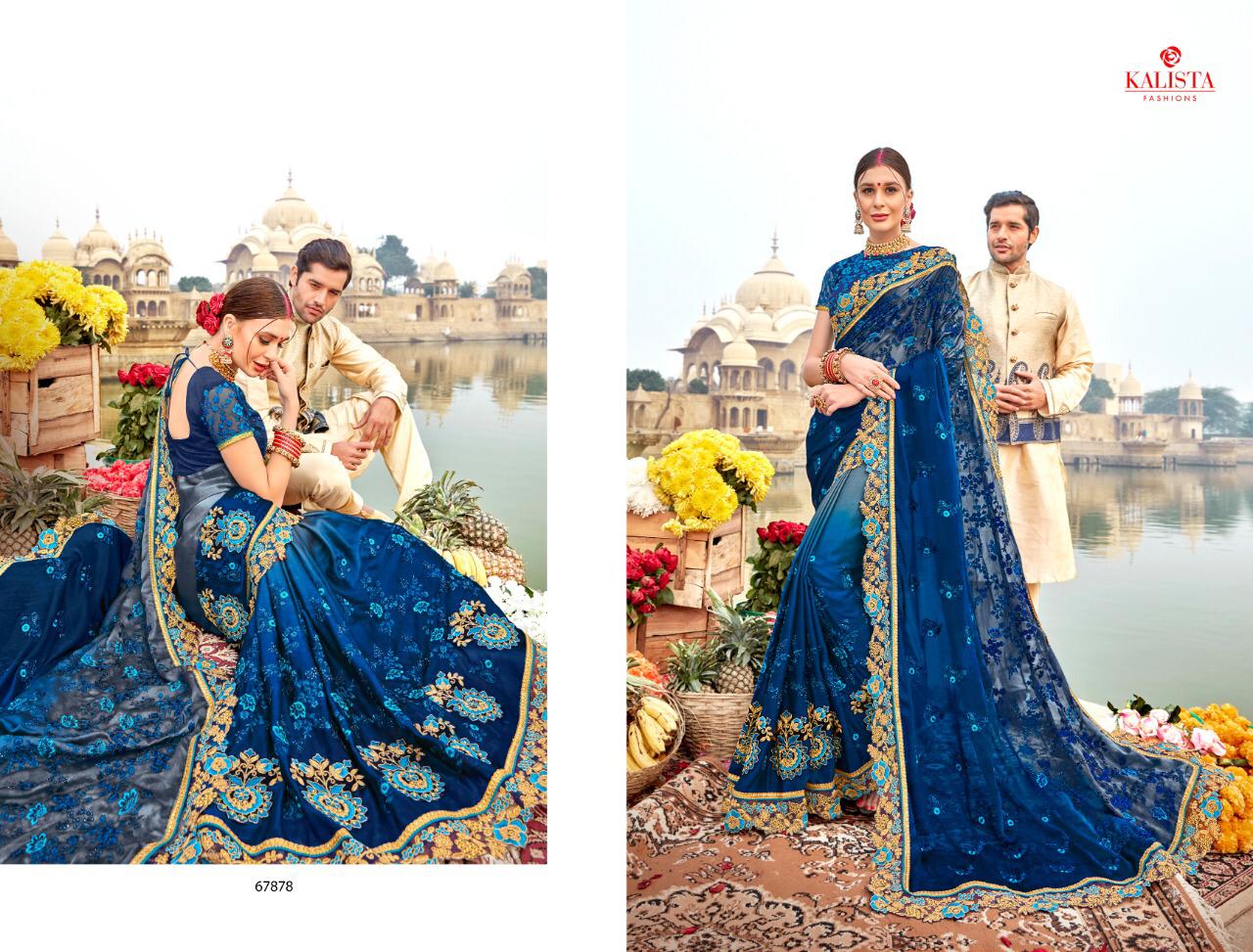 Kalista Fashion Mallika 67871-67878 Series Fancy Embroidery Saris Wholesaler