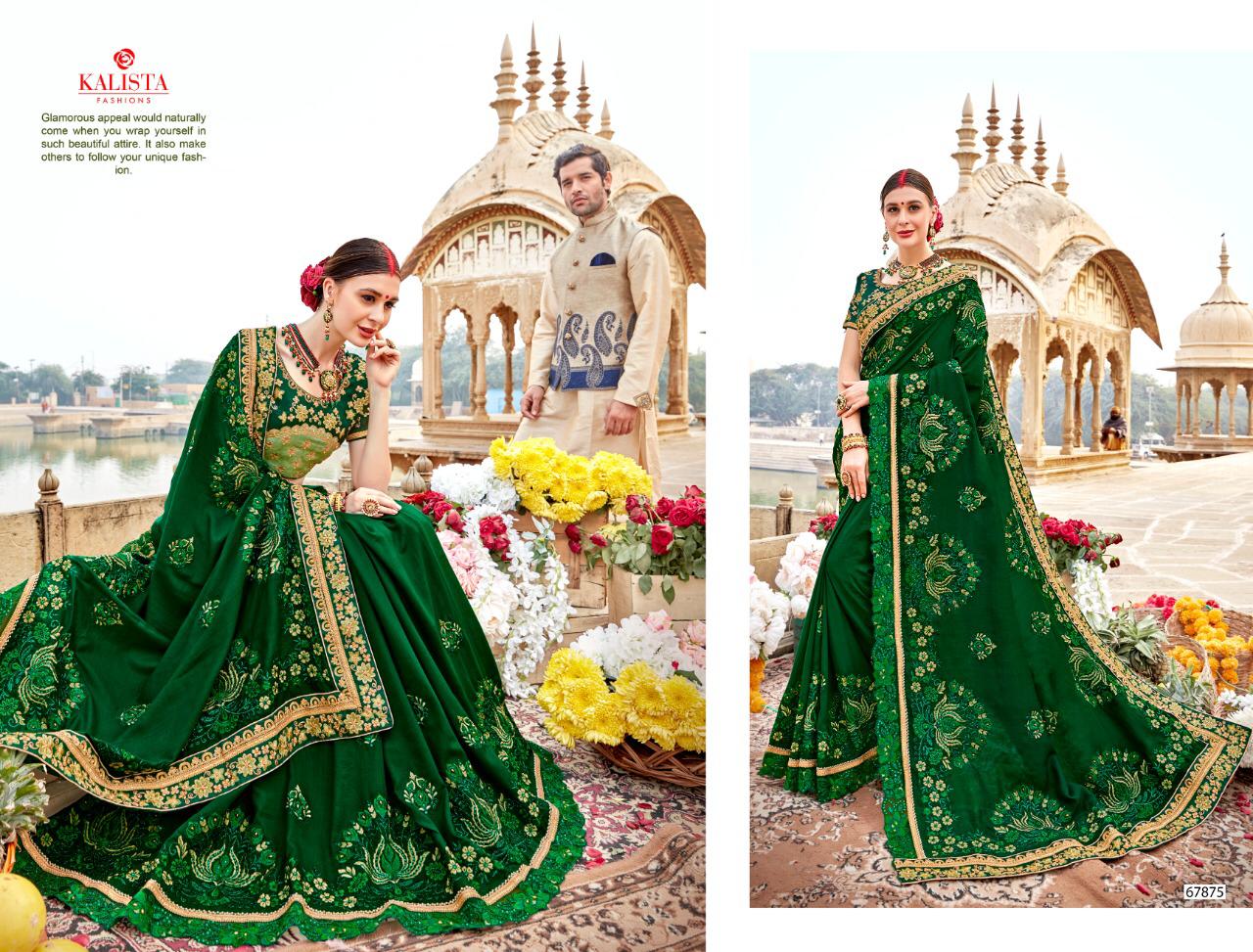 Kalista Fashion Mallika 67871-67878 Series Fancy Embroidery Saris Wholesaler