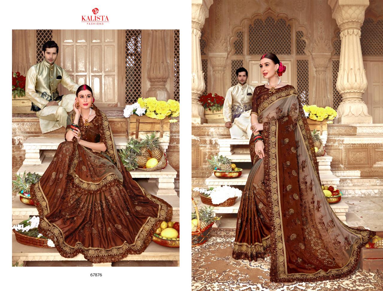 Kalista Fashion Mallika 67871-67878 Series Fancy Embroidery Saris Wholesaler