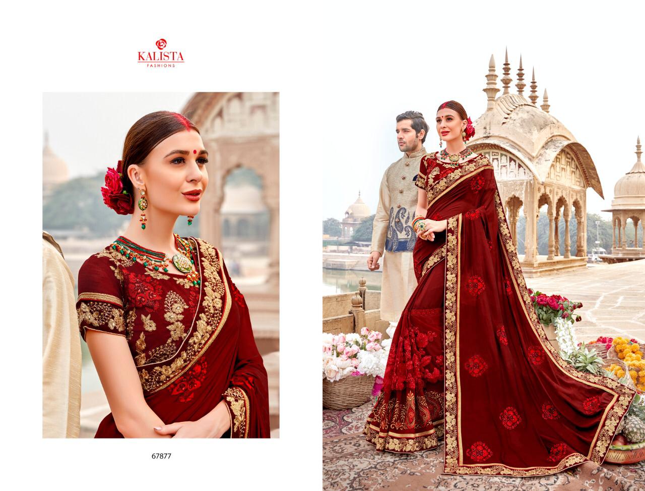 Kalista Fashion Mallika 67871-67878 Series Fancy Embroidery Saris Wholesaler