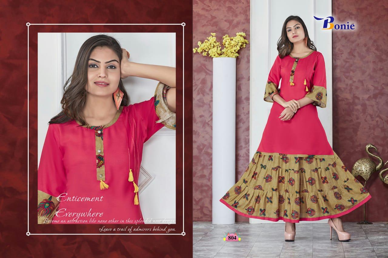 Nisha By Bonie Heavy Rayon Kurti With Skirt Online Shopping In Surat Krishna Creation