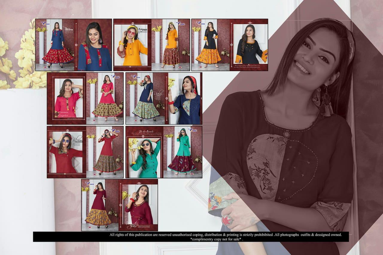 Nisha By Bonie Heavy Rayon Kurti With Skirt Online Shopping In Surat Krishna Creation