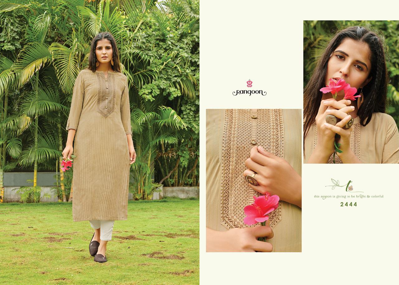 Rangoon Launch Light Line Fancy Lineing Silk Casual Kurti Exclusive Trending Series Of Catalogs