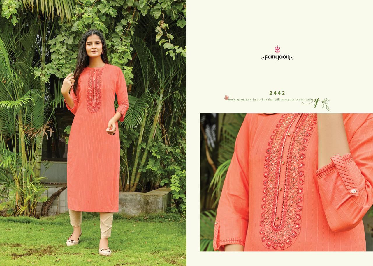 Rangoon Launch Light Line Fancy Lineing Silk Casual Kurti Exclusive Trending Series Of Catalogs