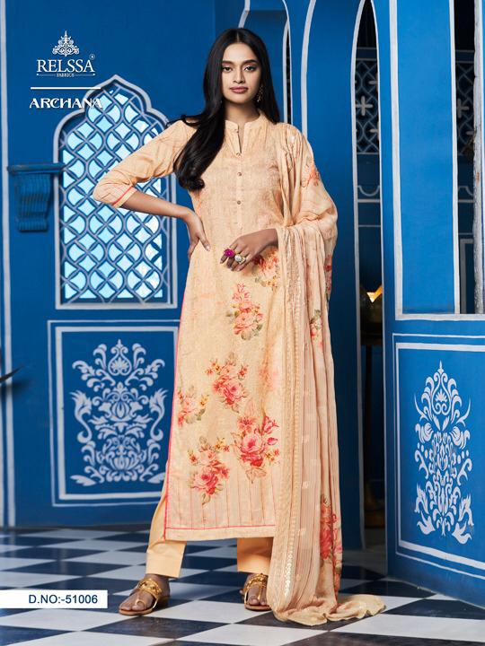 Relssa Launch Archana Superior Cotton Satin Embroidery Heavy Look Salwar Kameez In Surat Market
