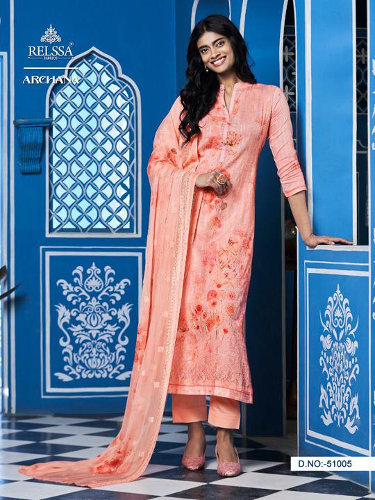 Relssa Launch Archana Superior Cotton Satin Embroidery Heavy Look Salwar Kameez In Surat Market