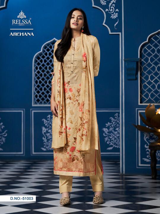 Relssa Launch Archana Superior Cotton Satin Embroidery Heavy Look Salwar Kameez In Surat Market