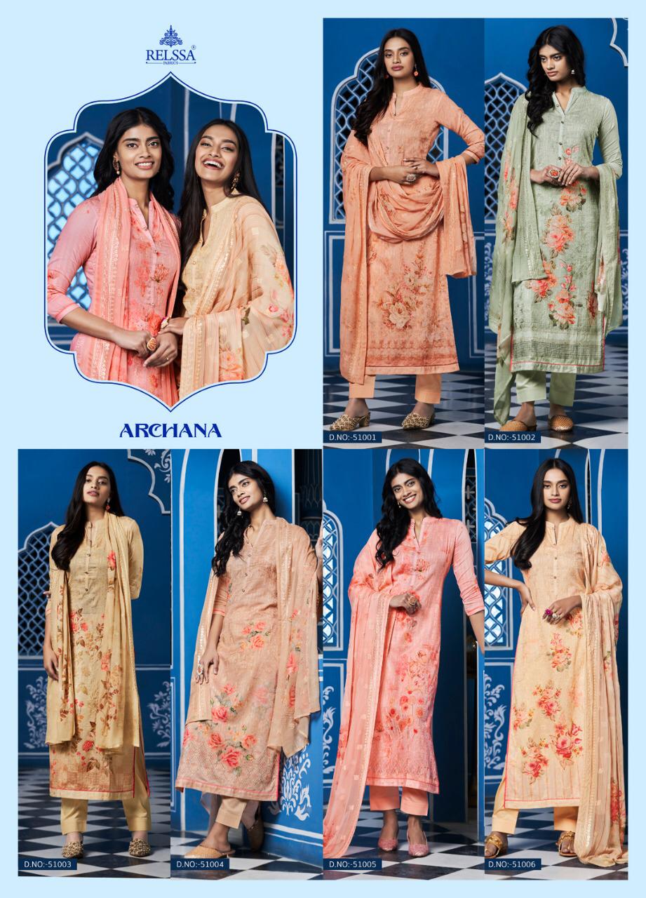 Relssa Launch Archana Superior Cotton Satin Embroidery Heavy Look Salwar Kameez In Surat Market