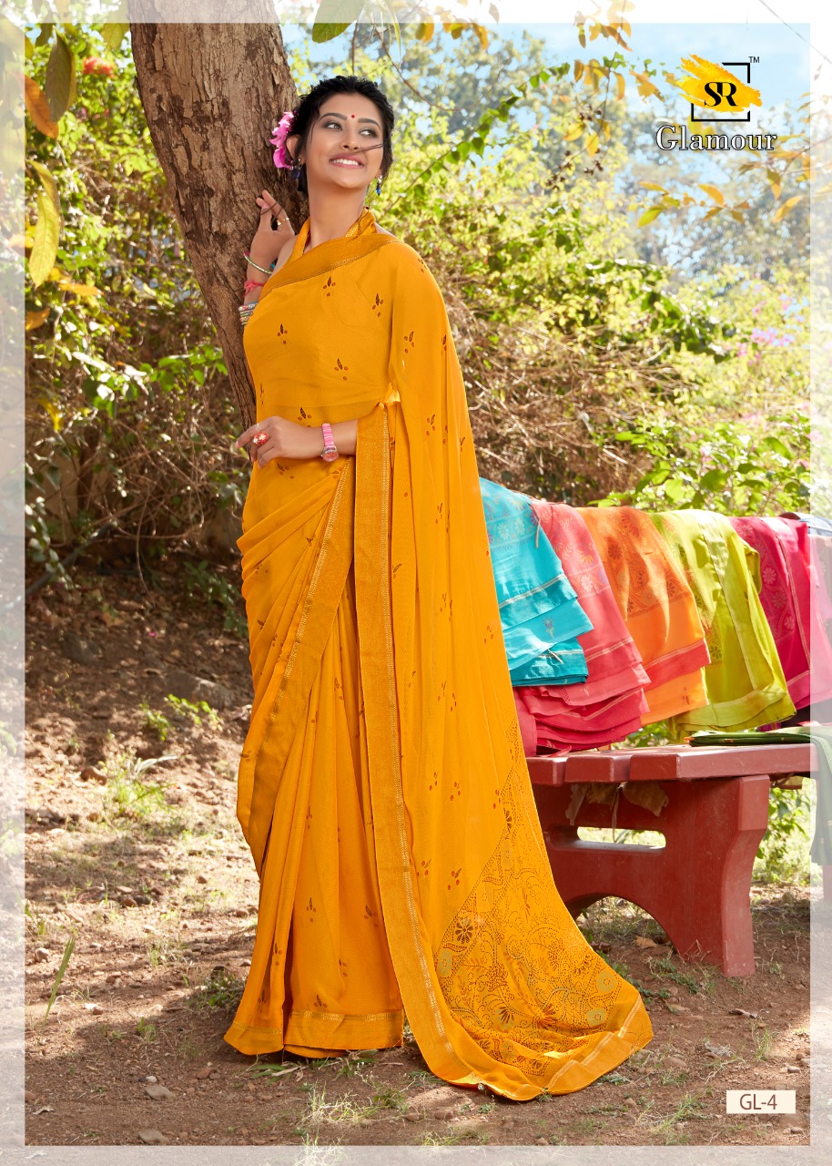 S R Launching Glamour Georgette Patern With Beautiful Border Saree Looking Pretty