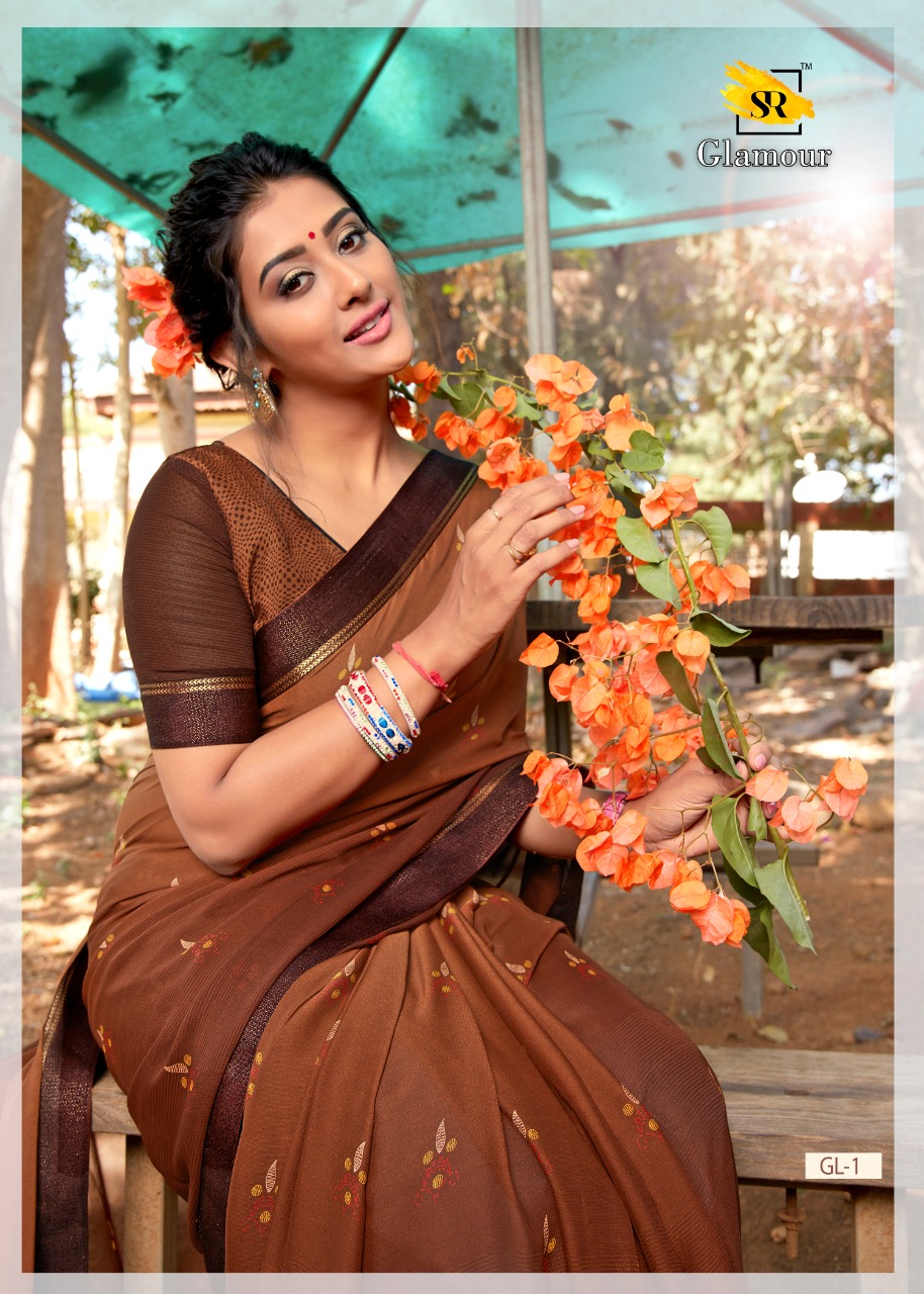 S R Launching Glamour Georgette Patern With Beautiful Border Saree Looking Pretty