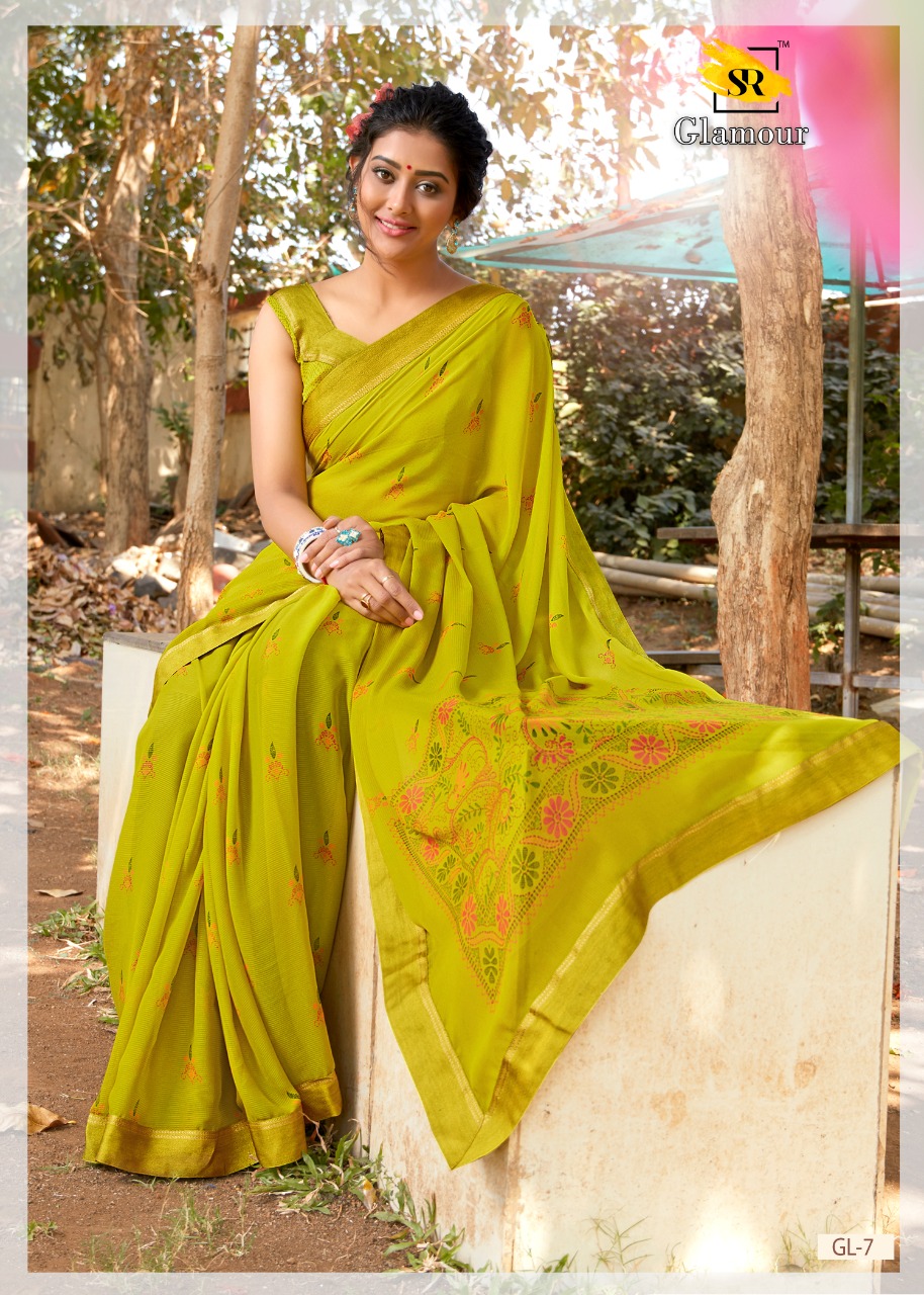 S R Launching Glamour Georgette Patern With Beautiful Border Saree Looking Pretty