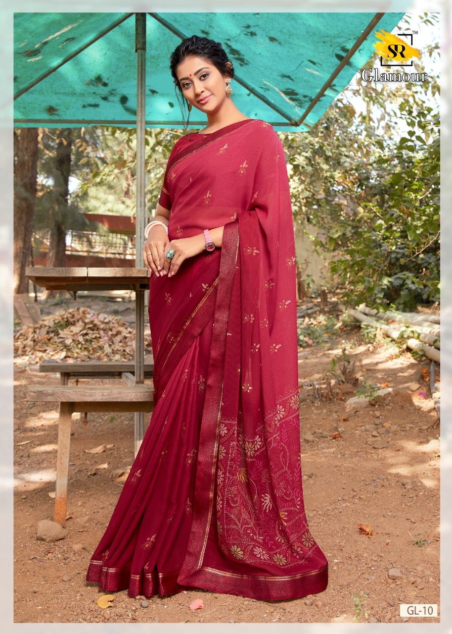 S R Launching Glamour Georgette Patern With Beautiful Border Saree Looking Pretty