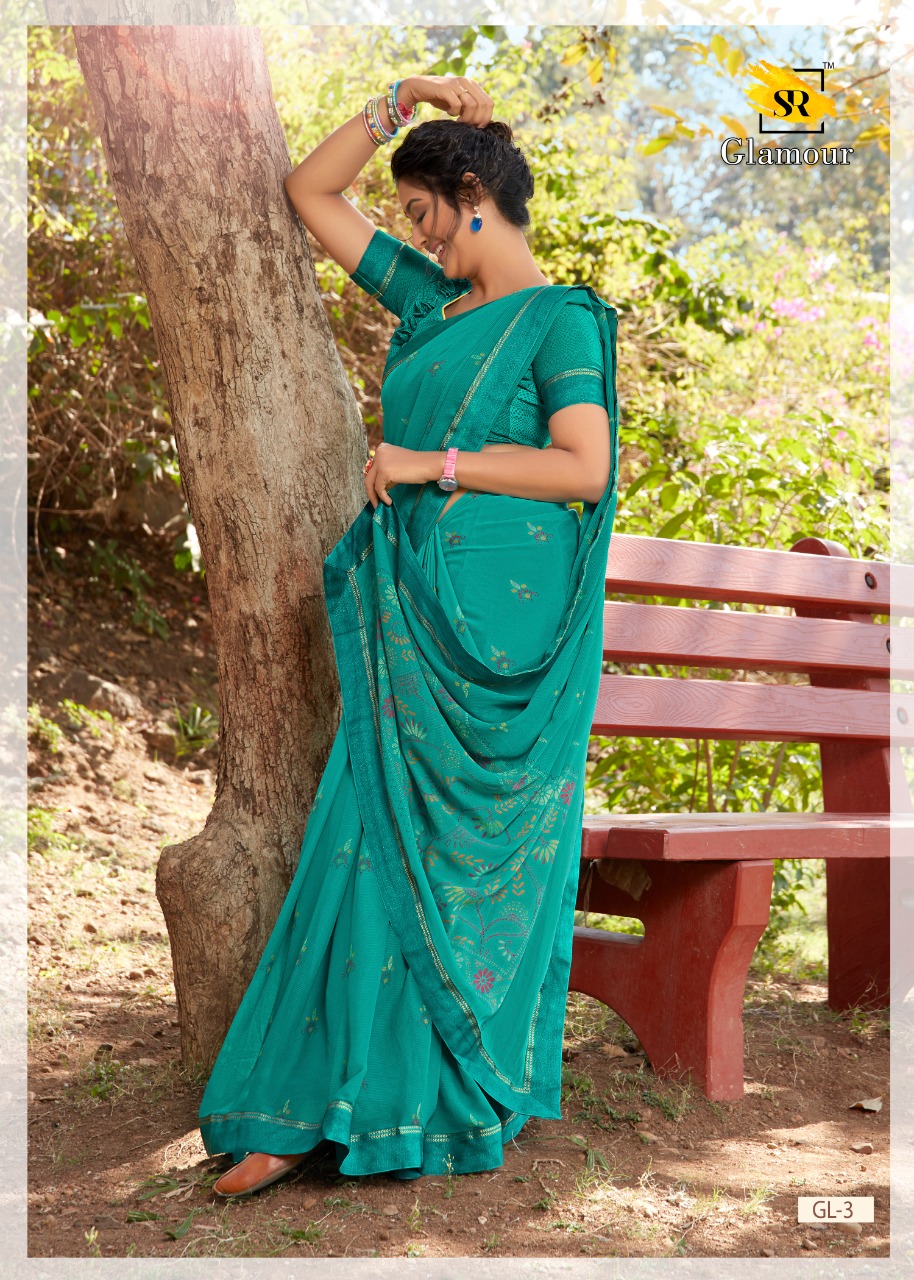 S R Launching Glamour Georgette Patern With Beautiful Border Saree Looking Pretty