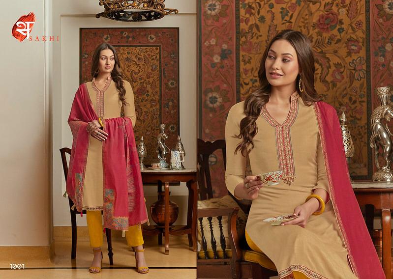 Swagat Sakhi Muslin With Embroidery Work 1001-1008 Series Good Looking Suit Exporter