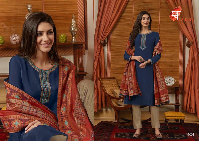 Swagat Sakhi Muslin With Embroidery Work 1001-1008 Series Good Looking Suit Exporter