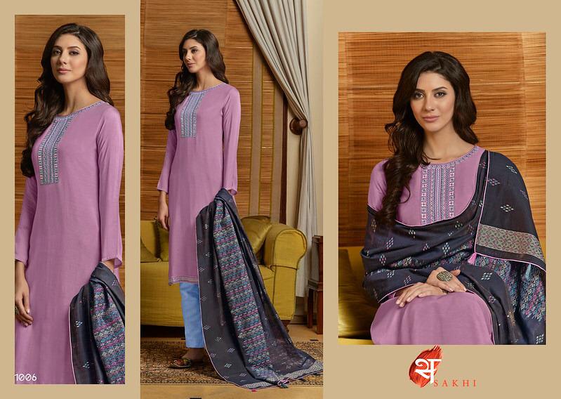 Swagat Sakhi Muslin With Embroidery Work 1001-1008 Series Good Looking Suit Exporter