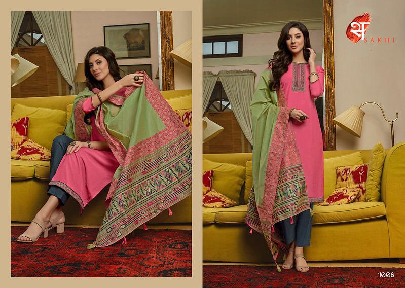 Swagat Sakhi Muslin With Embroidery Work 1001-1008 Series Good Looking Suit Exporter