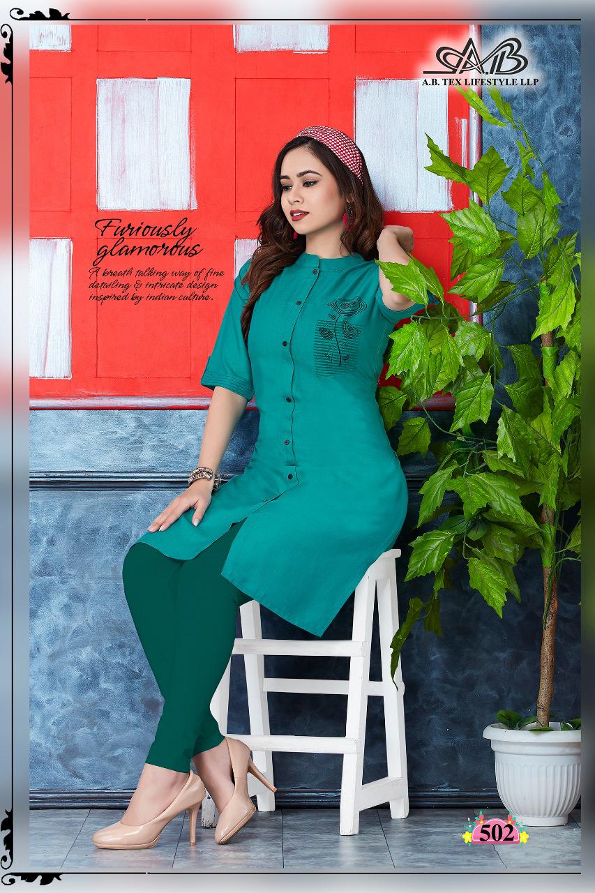 A B Tex Lifestyle Launch Anmol Rayon Casual Wear Kurti Catalogs Collection