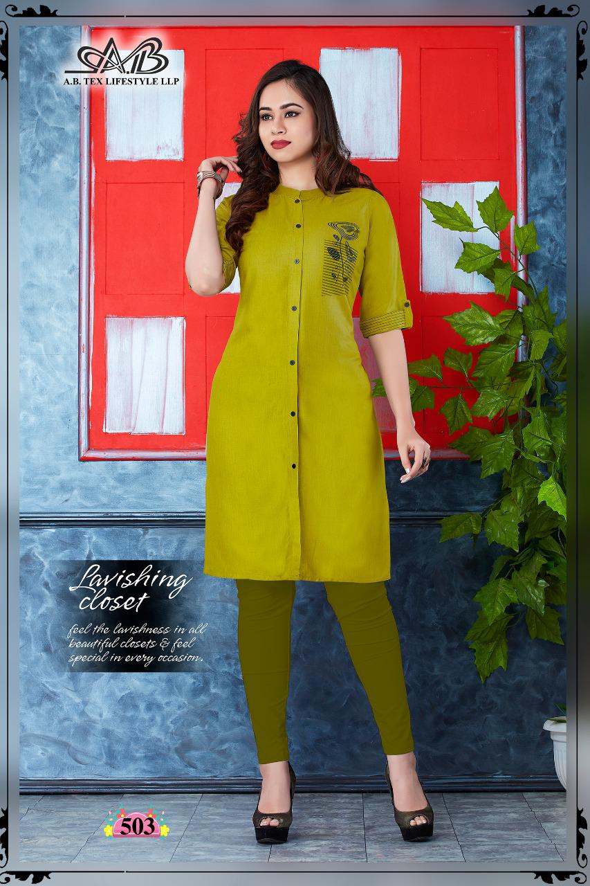 A B Tex Lifestyle Launch Anmol Rayon Casual Wear Kurti Catalogs Collection