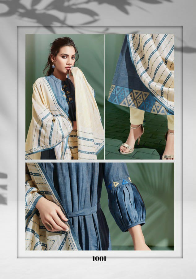 Denim Story By Feminista Soft Denim With Work Exclusive Kurti With Digital Print Stole