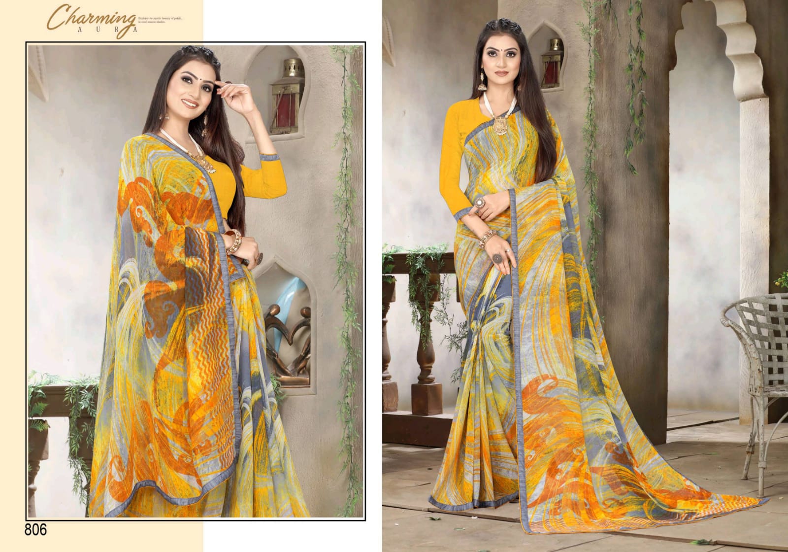 Kaasni Fashion Arrora Vol 4 Weightless With Border Exclusive Design Print Saree