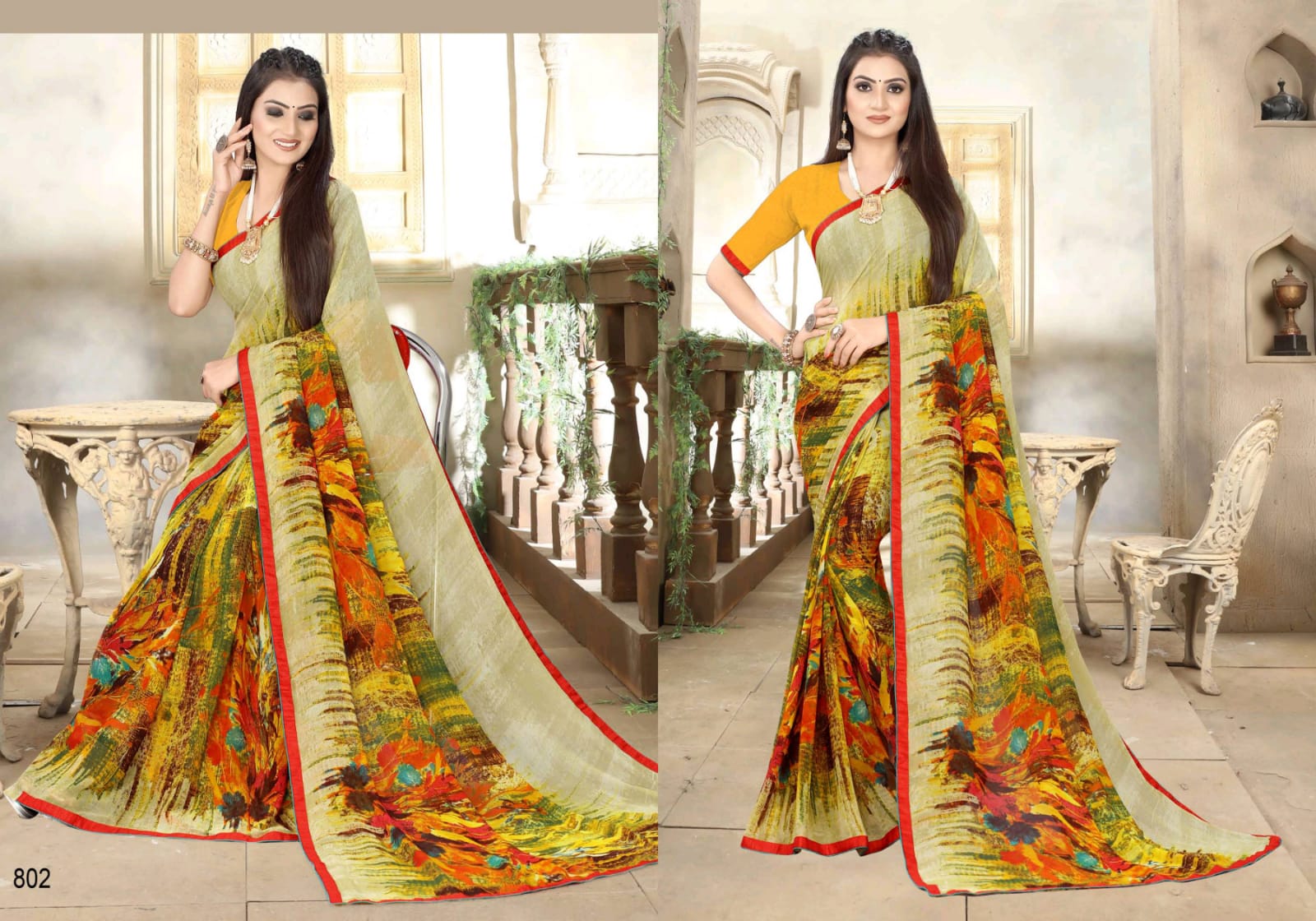 Kaasni Fashion Arrora Vol 4 Weightless With Border Exclusive Design Print Saree