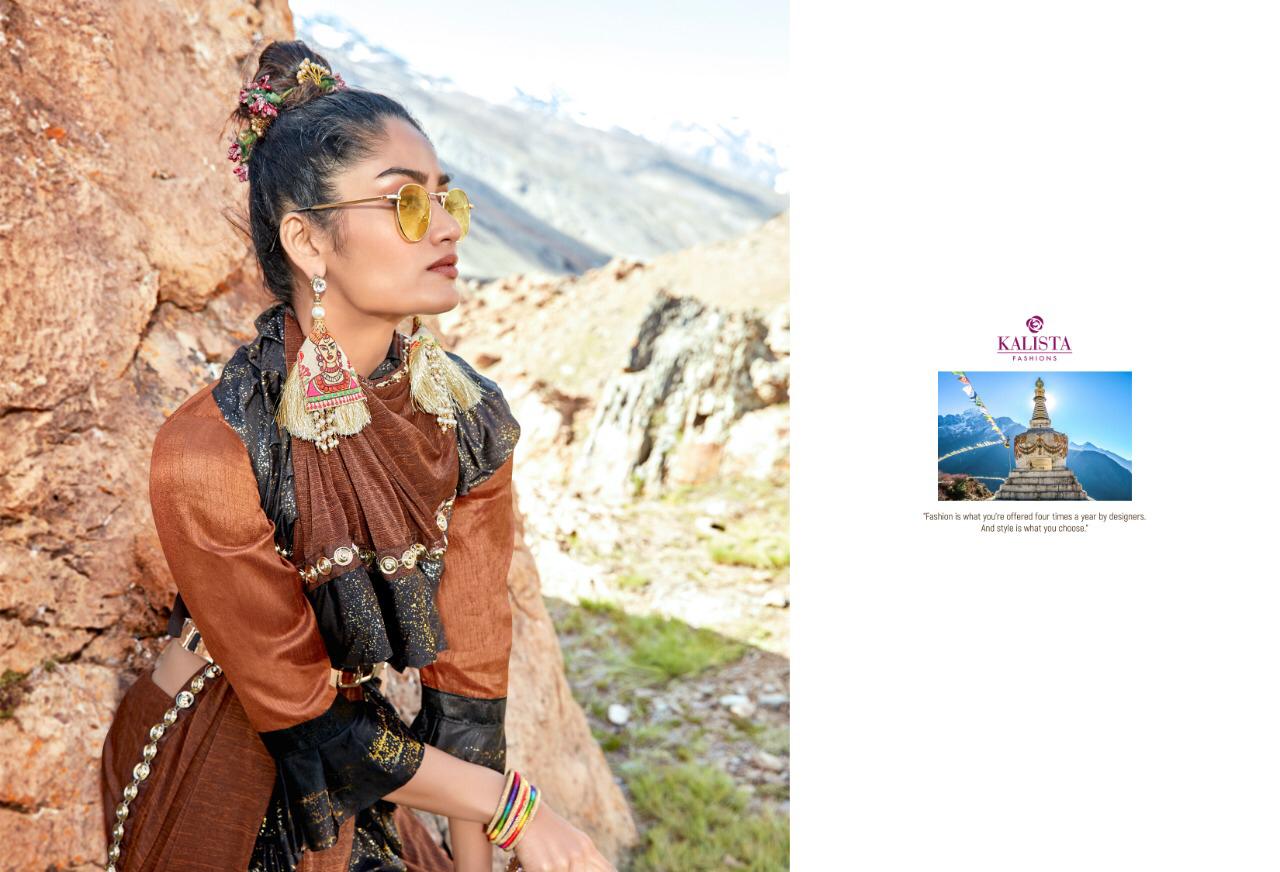 Kalista Golden Touch  Imported Fabric With Frill Designer Saree