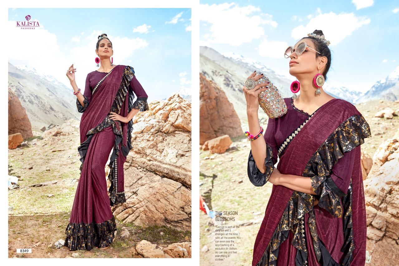 Kalista Golden Touch  Imported Fabric With Frill Designer Saree