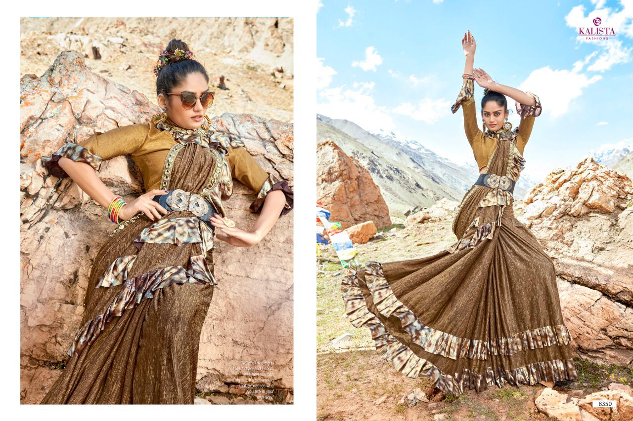 Kalista Golden Touch  Imported Fabric With Frill Designer Saree