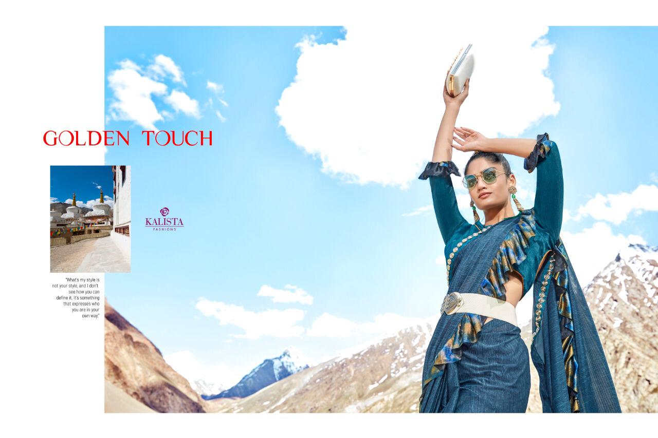 Kalista Golden Touch  Imported Fabric With Frill Designer Saree