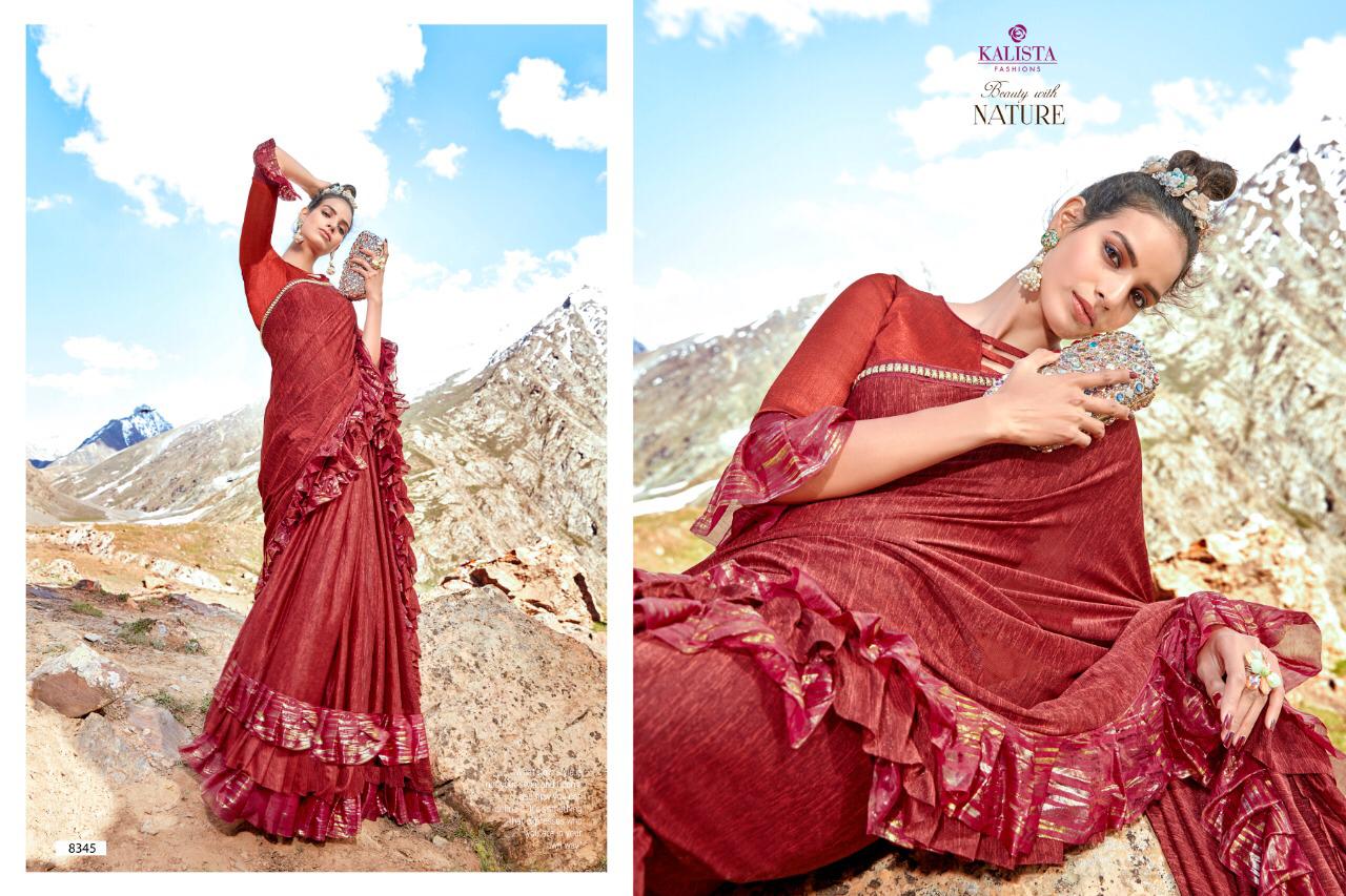 Kalista Golden Touch  Imported Fabric With Frill Designer Saree
