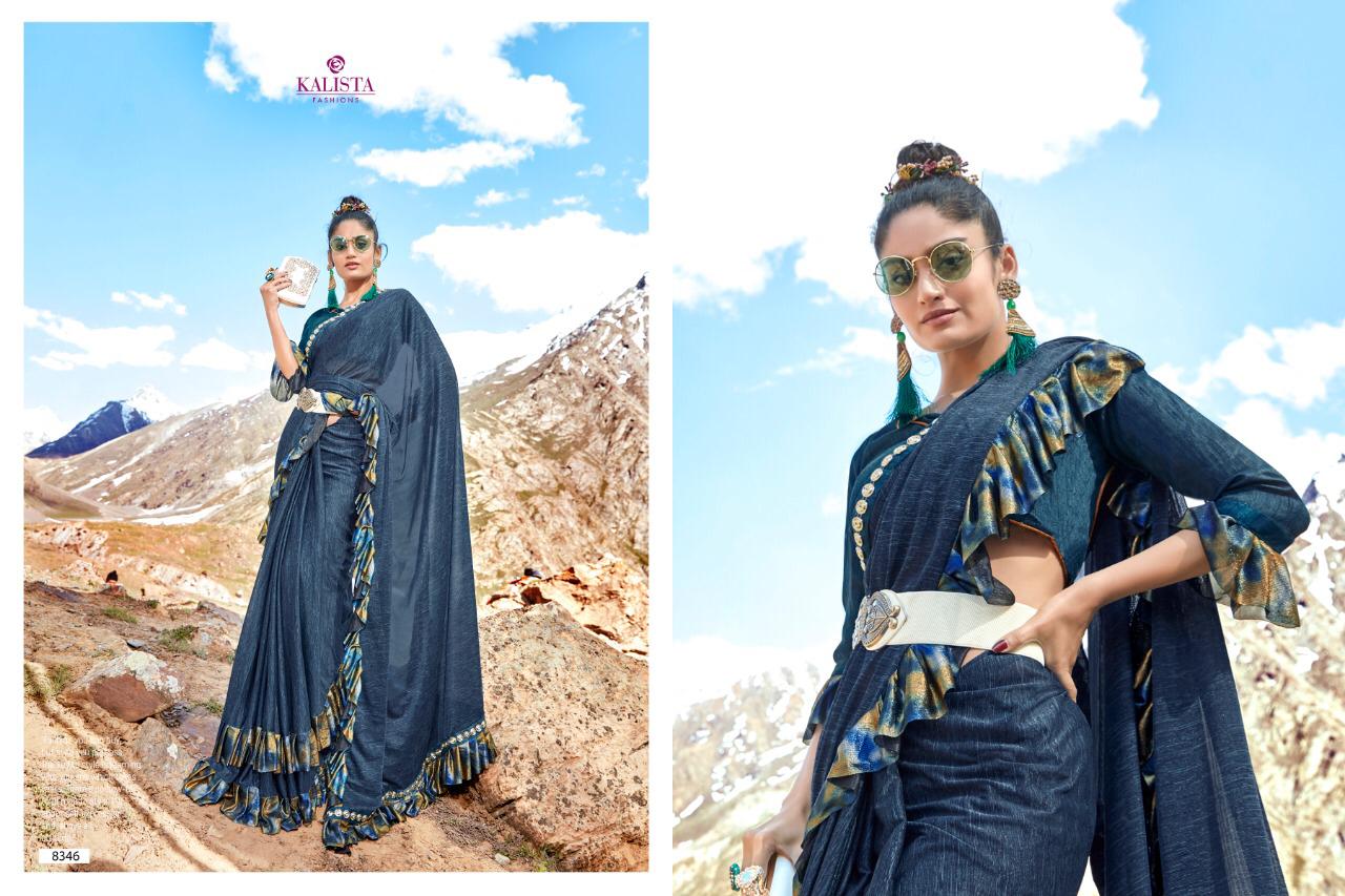 Kalista Golden Touch  Imported Fabric With Frill Designer Saree