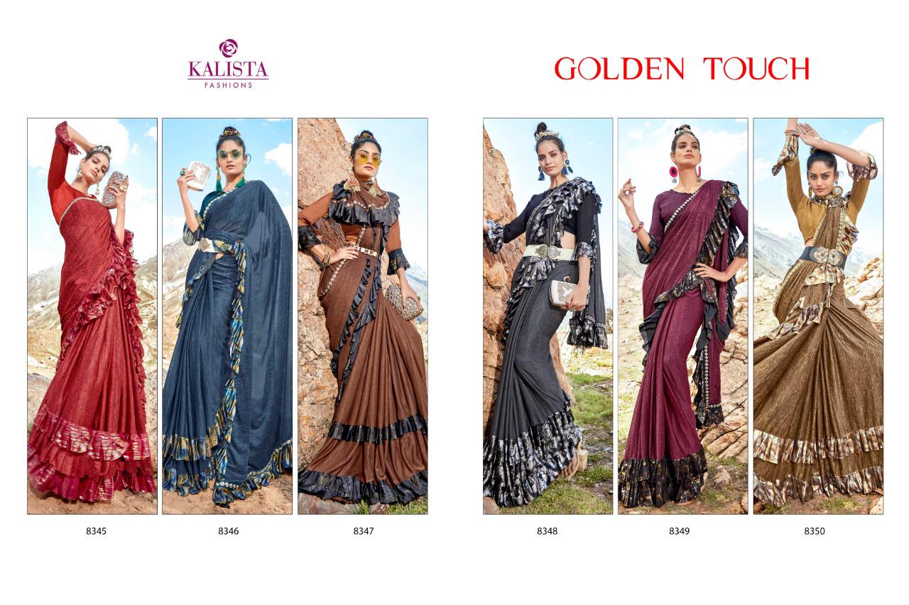 Kalista Golden Touch  Imported Fabric With Frill Designer Saree