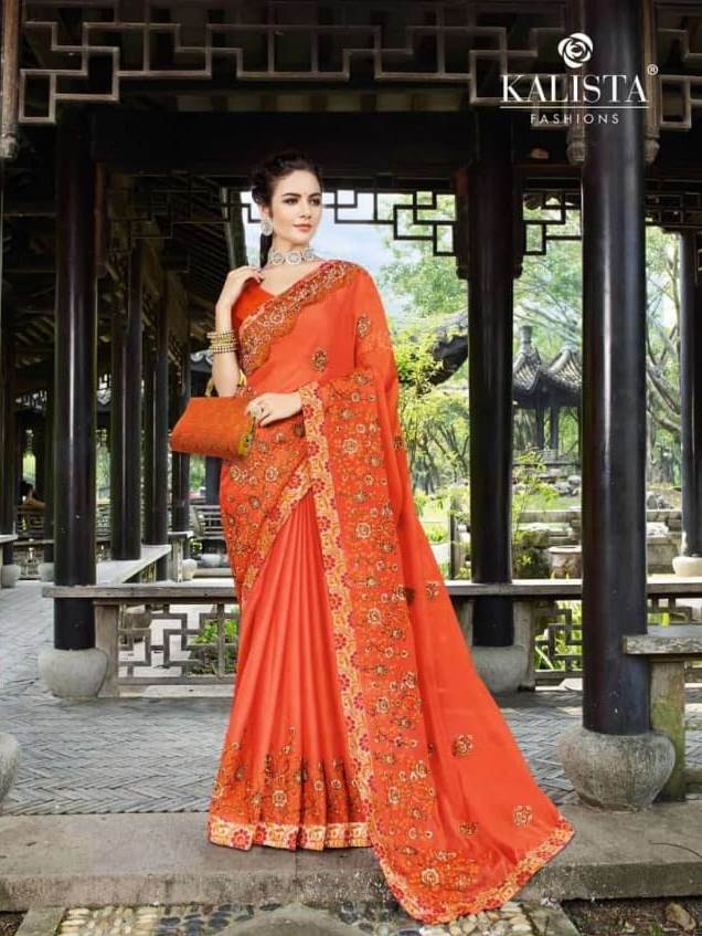 Kalista Selfie Vol 2 Rangoli Georgette Embroidery Work Designer Saree Wholesaler