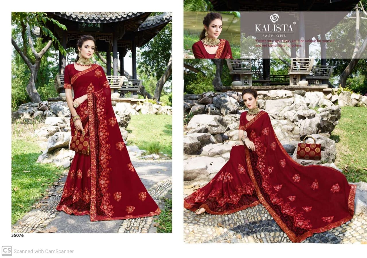 Kalista Selfie Vol 2 Rangoli Georgette Embroidery Work Designer Saree Wholesaler