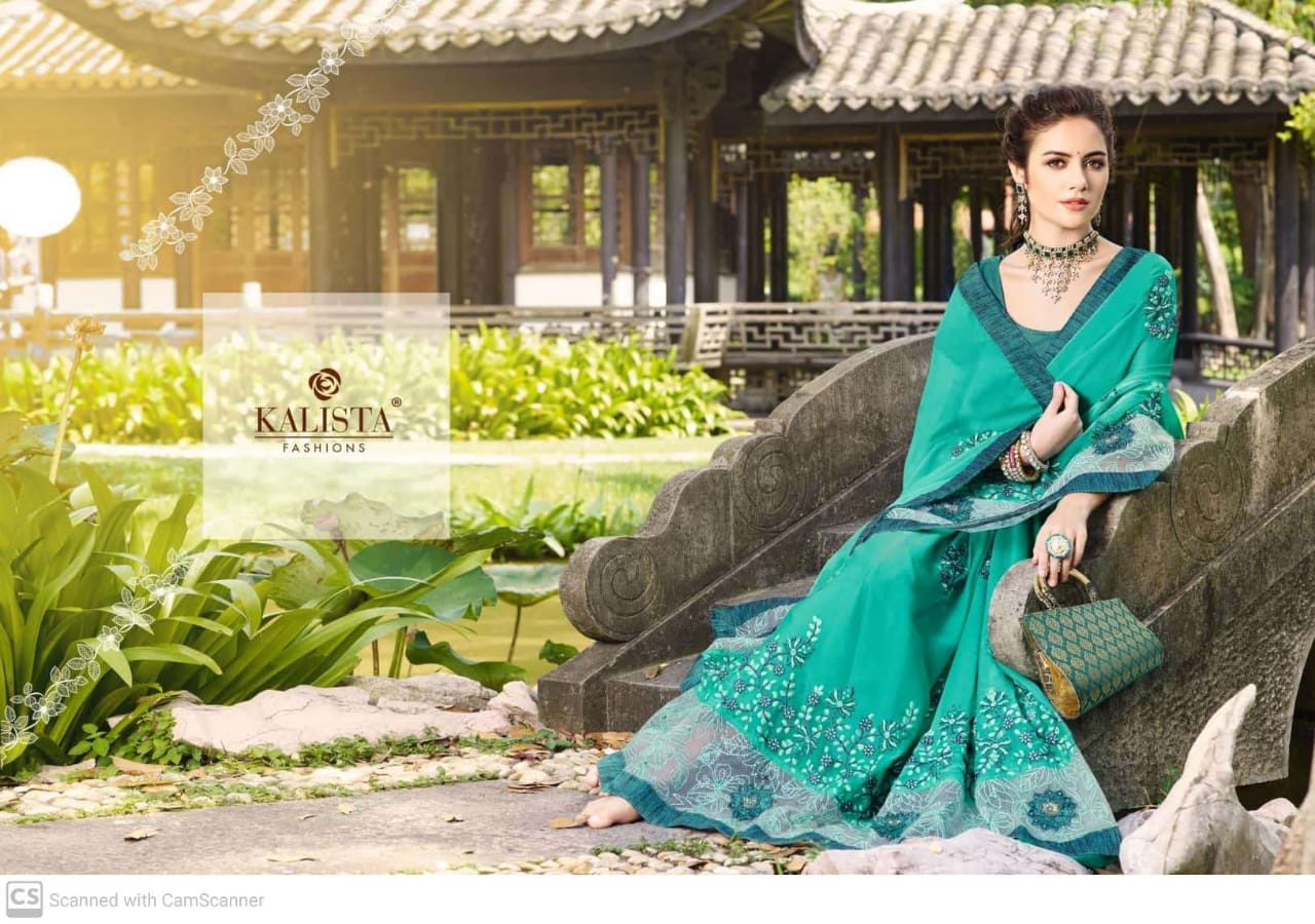 Kalista Selfie Vol 2 Rangoli Georgette Embroidery Work Designer Saree Wholesaler