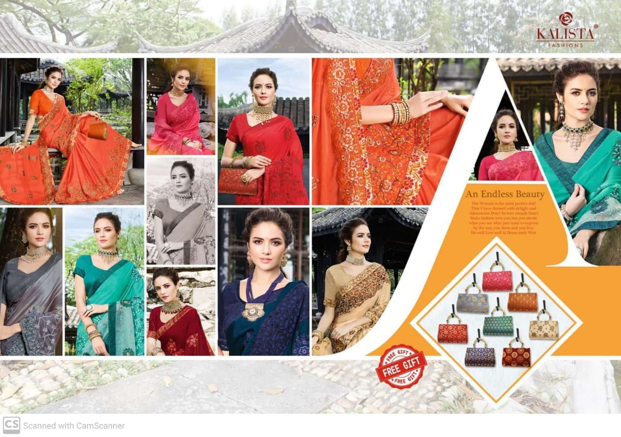 Kalista Selfie Vol 2 Rangoli Georgette Embroidery Work Designer Saree Wholesaler