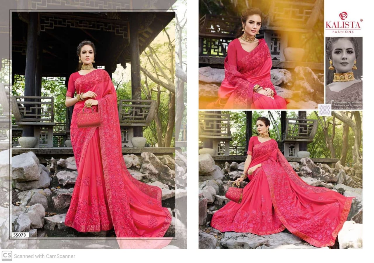Kalista Selfie Vol 2 Rangoli Georgette Embroidery Work Designer Saree Wholesaler