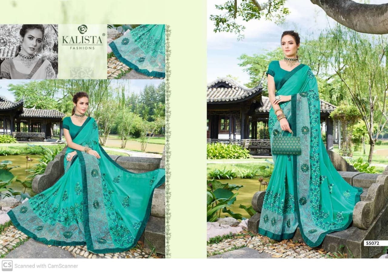 Kalista Selfie Vol 2 Rangoli Georgette Embroidery Work Designer Saree Wholesaler